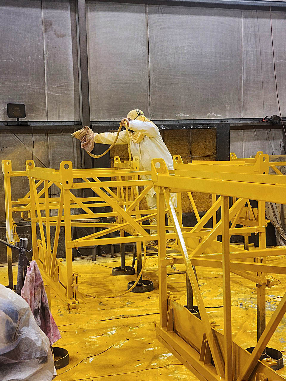 truss being painted